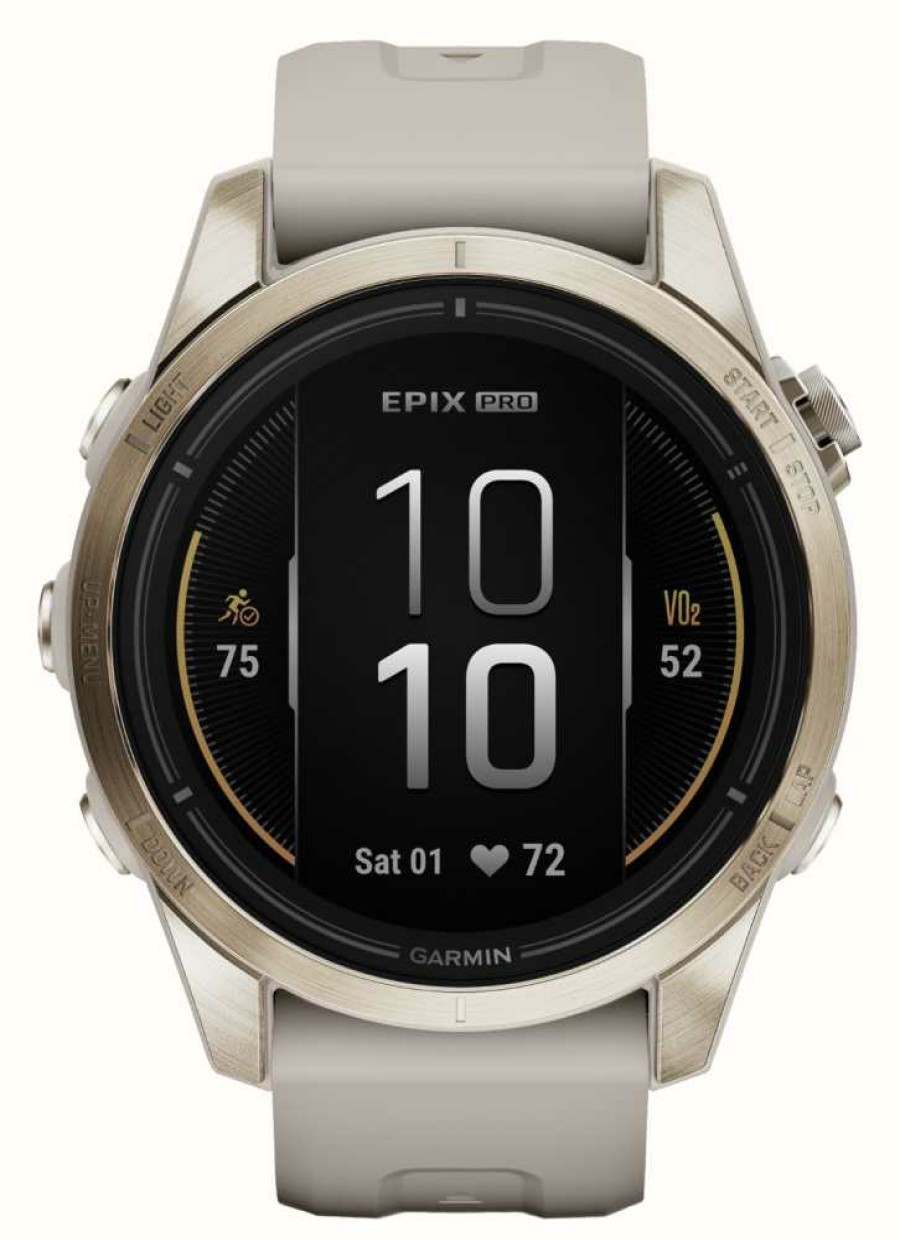 Men'S Garmin | Garmin Epix Pro Gen 2 (42Mm) Sapphire Soft Gold Stainless Steel Light Sand Band