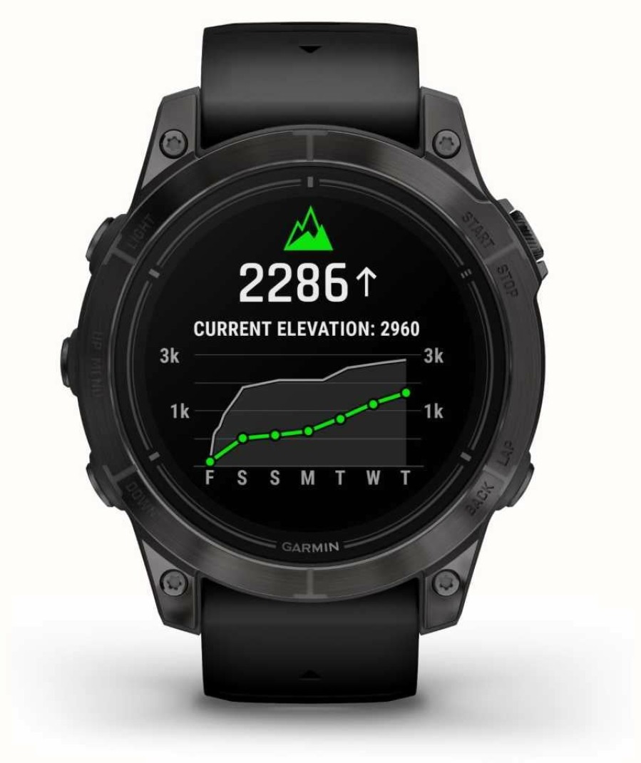 Men'S Garmin | Garmin Epix Pro Gen 2 (47Mm) Sapphire Carbon Grey Dlc Titanium Black Band