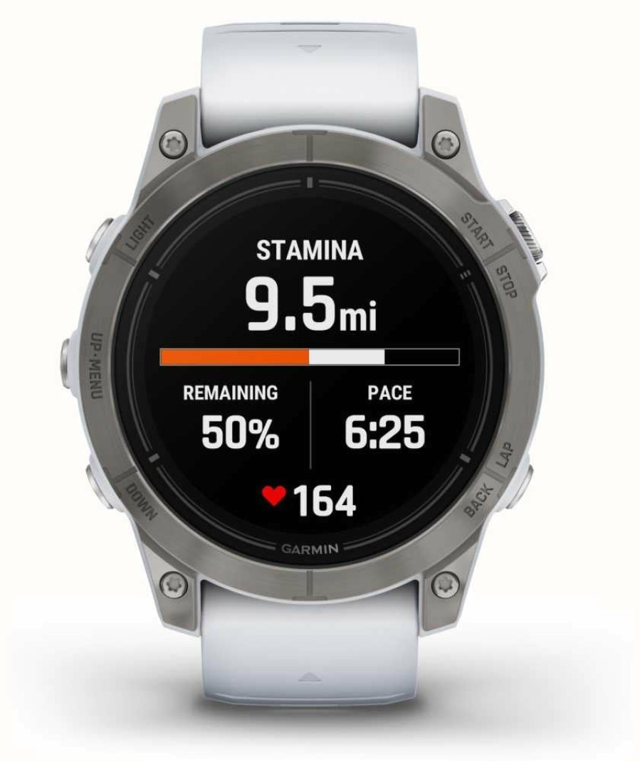 Men'S Garmin | Garmin Epix Pro Gen 2 (47Mm) Sapphire Titanium Whitestone Band