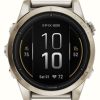 Men'S Garmin | Garmin Epix Pro Gen 2 (42Mm) Sapphire Soft Gold Stainless Steel Cream Heathered Nylon Band