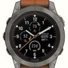 Men'S Garmin | Garmin Fenix 7 Pro Sapphire Solar Titanium Chestnut Leather Band