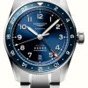 Men'S LONGINES | Longines Spirit Zulu Gmt (39Mm) Blue Dial / Stainless Steel Bracelet