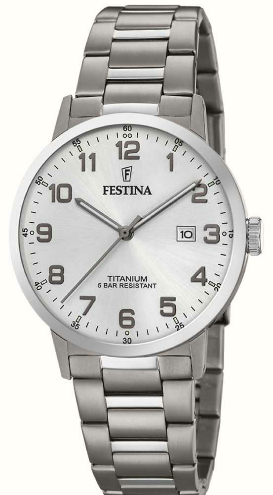 Men'S Festina | Festina Men'S (40.5Mm) Silver Dial / Titanium Bracelet