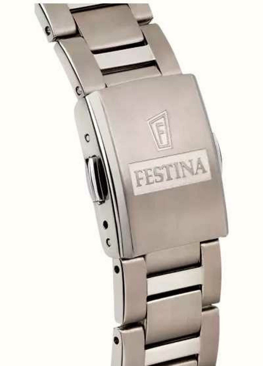 Men'S Festina | Festina Men'S (40.5Mm) Silver Dial / Titanium Bracelet