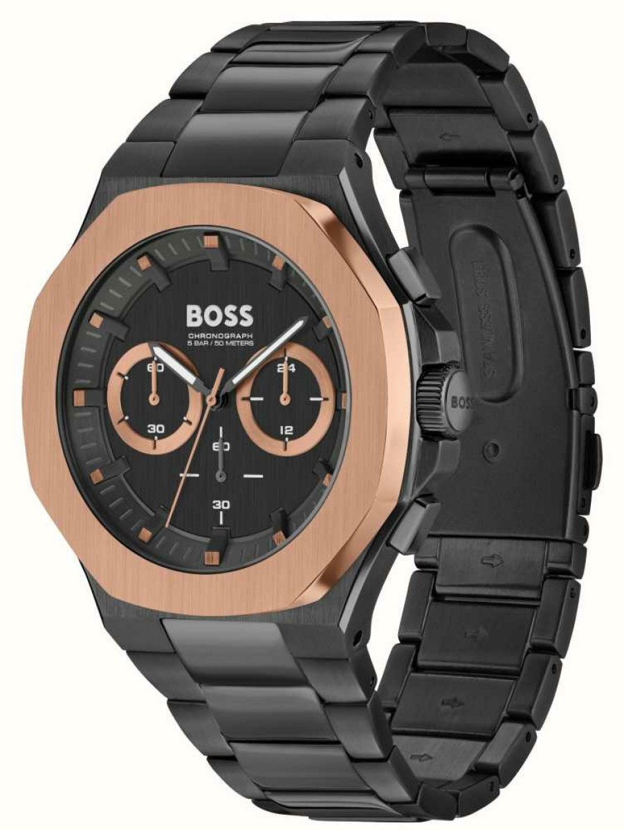 Men'S BOSS | Boss Gq Taper Black Dial / Black Stainless Steel Bracelet