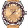 Men'S Hamilton | Hamilton American Classic Pan Europ Day-Date Automatic (42Mm) Beige Dial / Beige & Burgundy Straps