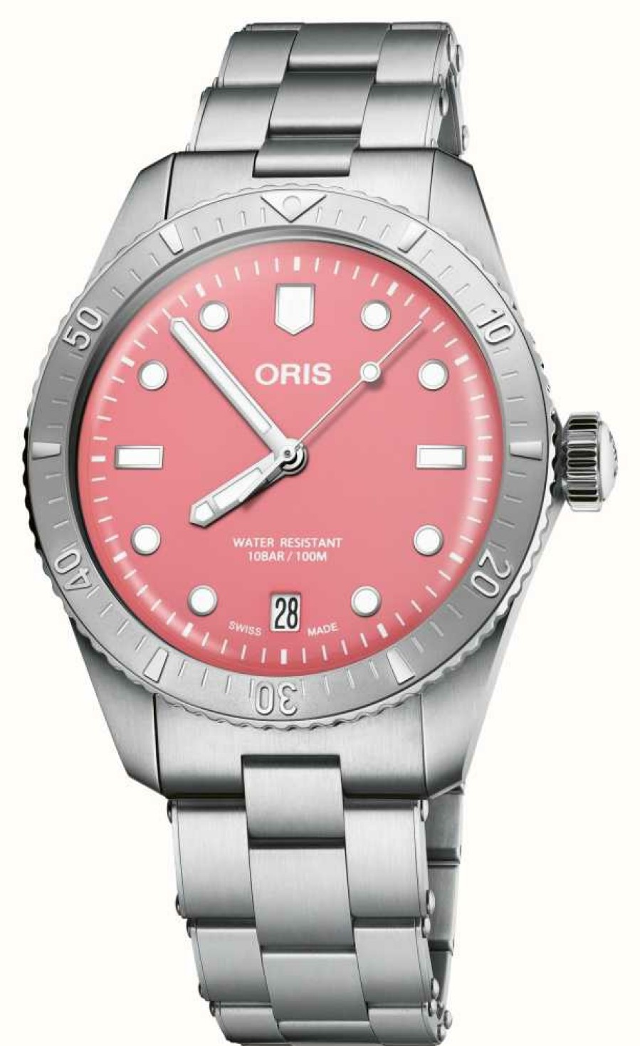 Men'S ORIS | Oris Divers Sixty-Five Cotton Candy Automatic (38Mm) Pink Dial / Stainless Steel Bracelet