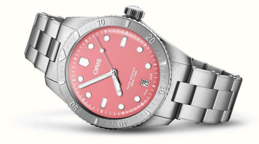 Men'S ORIS | Oris Divers Sixty-Five Cotton Candy Automatic (38Mm) Pink Dial / Stainless Steel Bracelet