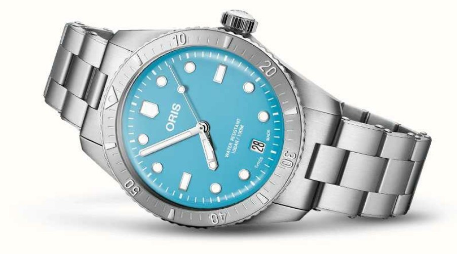 Men'S ORIS | Oris Divers Sixty-Five Cotton Candy Automatic (38Mm) Blue Dial / Stainless Steel Bracelet