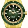 Men'S RADO | Rado Captain Cook Automatic (42Mm) Green Dial / 3-Link Gold Pvd Stainless Steel Bracelet