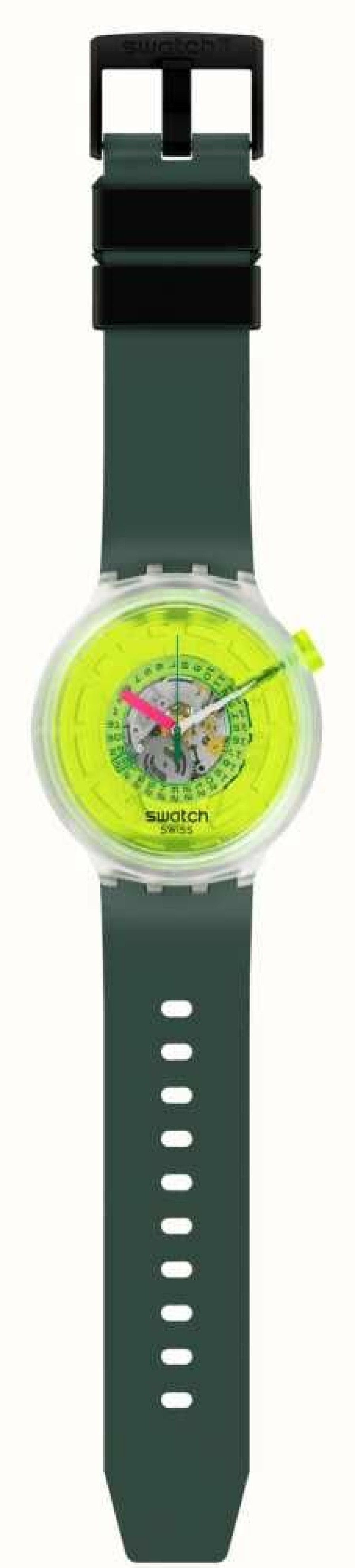 Men'S Swatch | Swatch Blinded By Neon Green Neon Dial / Green Bio-Sourced Strap