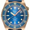 Men'S Squale | Squale 1521 Bronze (42Mm) Blue Dial / Blue Nato And Blue Leather Strap Set