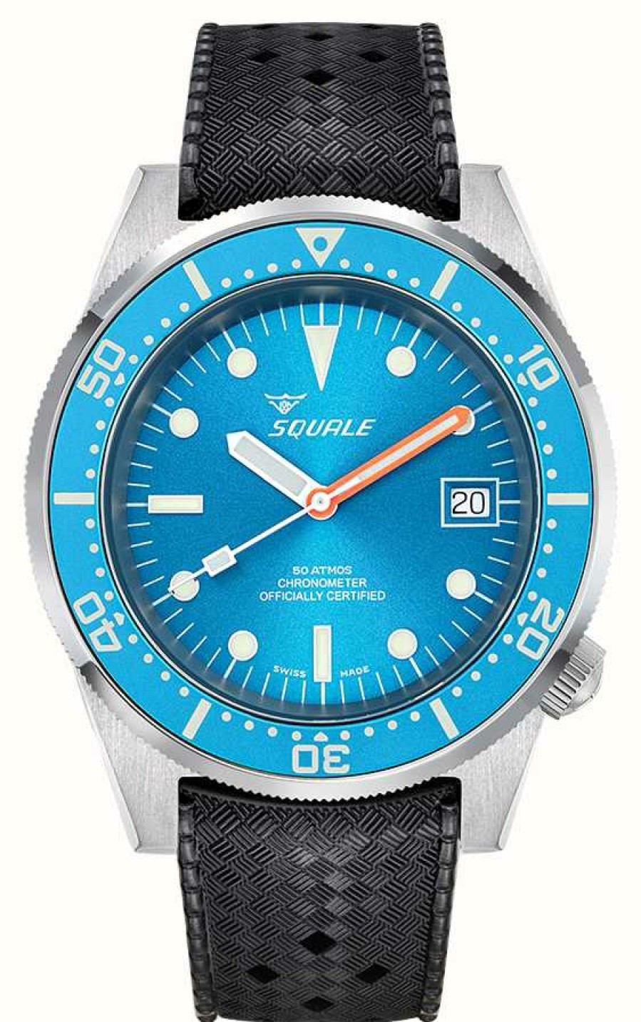 Men'S Squale | Squale 1521 Ocean Cosc (42Mm) Blue Sunray Dial / Black Homage Tropic Rubber