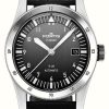 Men'S FORTIS | Fortis Flieger F-39 Automatic Black (39Mm) Black Leather Aviator Strap