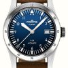 Men'S FORTIS | Fortis Flieger F-39 Automatic Liberty Blue (39Mm) Teak Brown Leather Aviator Strap