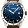 Men'S FORTIS | Fortis Flieger F-41 Automatic Liberty Blue (41Mm) Teak Brown Leather Aviator Strap