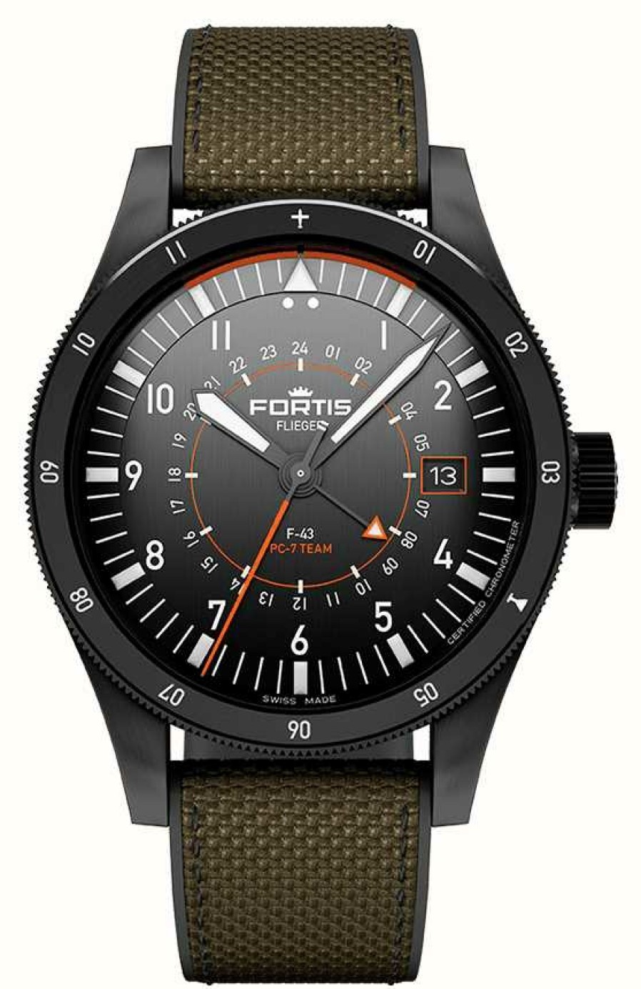 Men'S FORTIS | Fortis Flieger F-43 Triple-Gmt Pc-7 Team Edition (43Mm) Hybrid Strap (Limited To 100 Pieces)