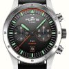 Men'S FORTIS | Fortis Flieger F-43 Bicompax Original (43Mm) Black Leather Aviator Strap