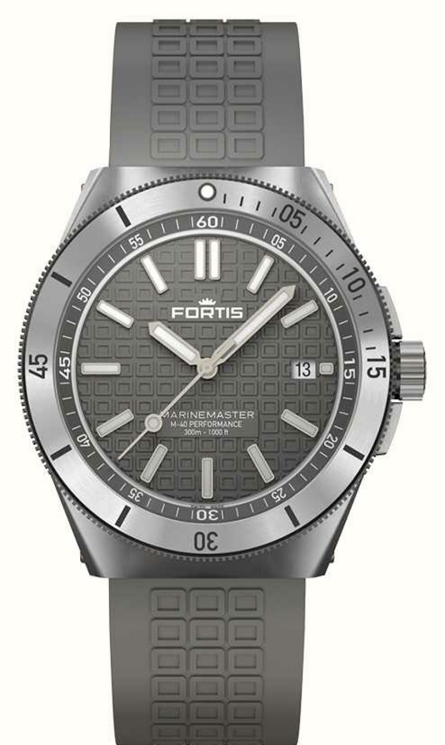 Men'S FORTIS | Fortis Marinemaster M-40 Performance Rockstone Gray (40Mm) Horizon Ultra-Flexible Rubber Strap