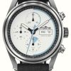 Men'S FORTIS | Fortis Stratoliner S-41 Automatic White Dust (41Mm) Black Leather Aviator Strap