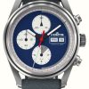 Men'S FORTIS | Fortis Stratoliner S-41 Automatic Blue Japan (41Mm) Indigo Leather Aviator Strap