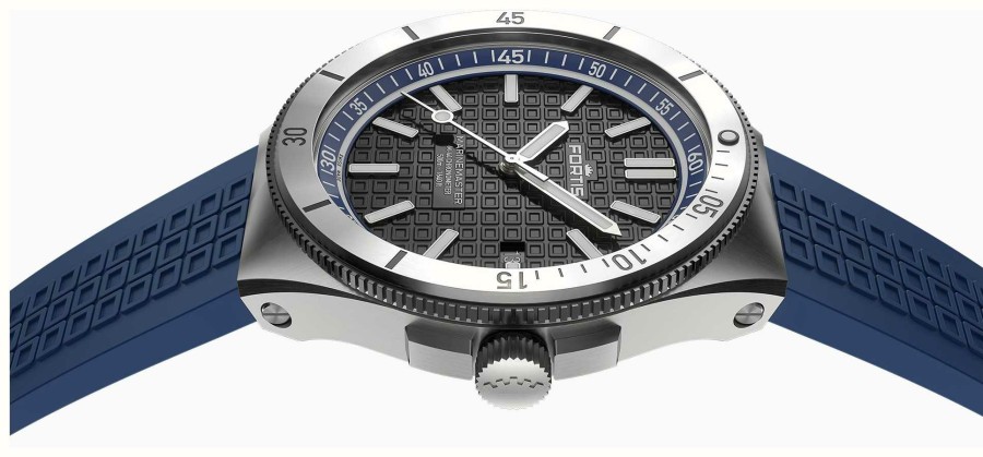 Men'S FORTIS | Fortis Marinemaster M-44 Chronometer Ocean Blue (44Mm) Horizon Ultra-Flexible Rubber Strap