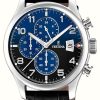 Men'S Festina | Festina Men'S Chronograph (43Mm) Blue Dial / Black Leather Strap