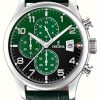 Men'S Festina | Festina Men'S Chronograph (43Mm) Green Dial / Green Leather Strap