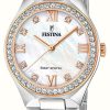 Women'S Festina | Festina Women'S Solar Energy (35Mm) Mother-Of-Pearl Dial / Stainless Steel Bracelet