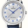 Men'S Festina | Festina Men'S Solar Energy (41Mm) Silver Dial / Blue Leather Strap