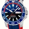 Men'S Festina | Festina Men'S Diver (45Mm) Blue Dial / Blue And Red Rubber Strap