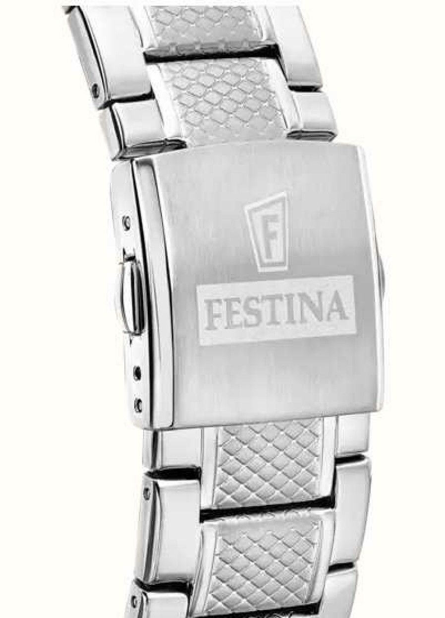 Men'S Festina | Festina Men'S Chronograph (44.5Mm) Green Dial / Stainless Steel Bracelet