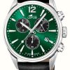 Men'S Lotus | Lotus Men'S Chrono (42Mm) Green Dial / Black Leather Strap