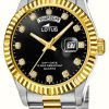 Jewelry Lotus | Lotus Men'S Freedom (41.5Mm) Black Dial / Two Tone Stainless Steel Bracelet