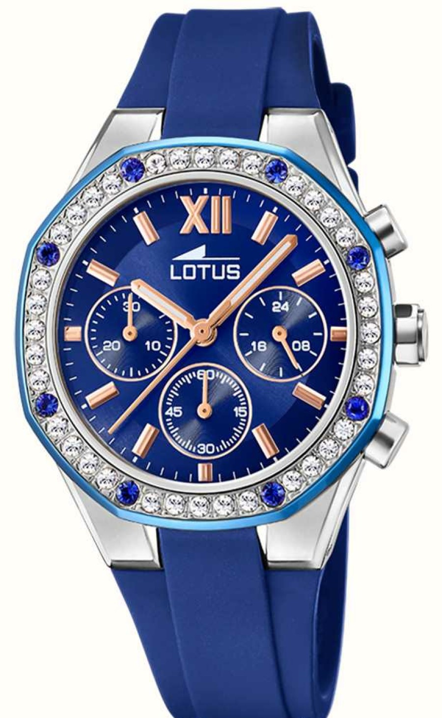 Women'S Lotus | Lotus Women'S Excellent (38Mm) Blue Dial / Blue Rubber Strap