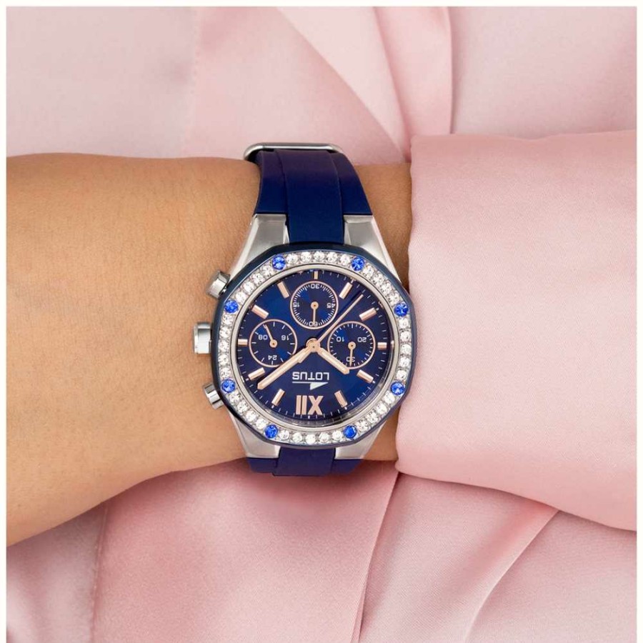 Women'S Lotus | Lotus Women'S Excellent (38Mm) Blue Dial / Blue Rubber Strap