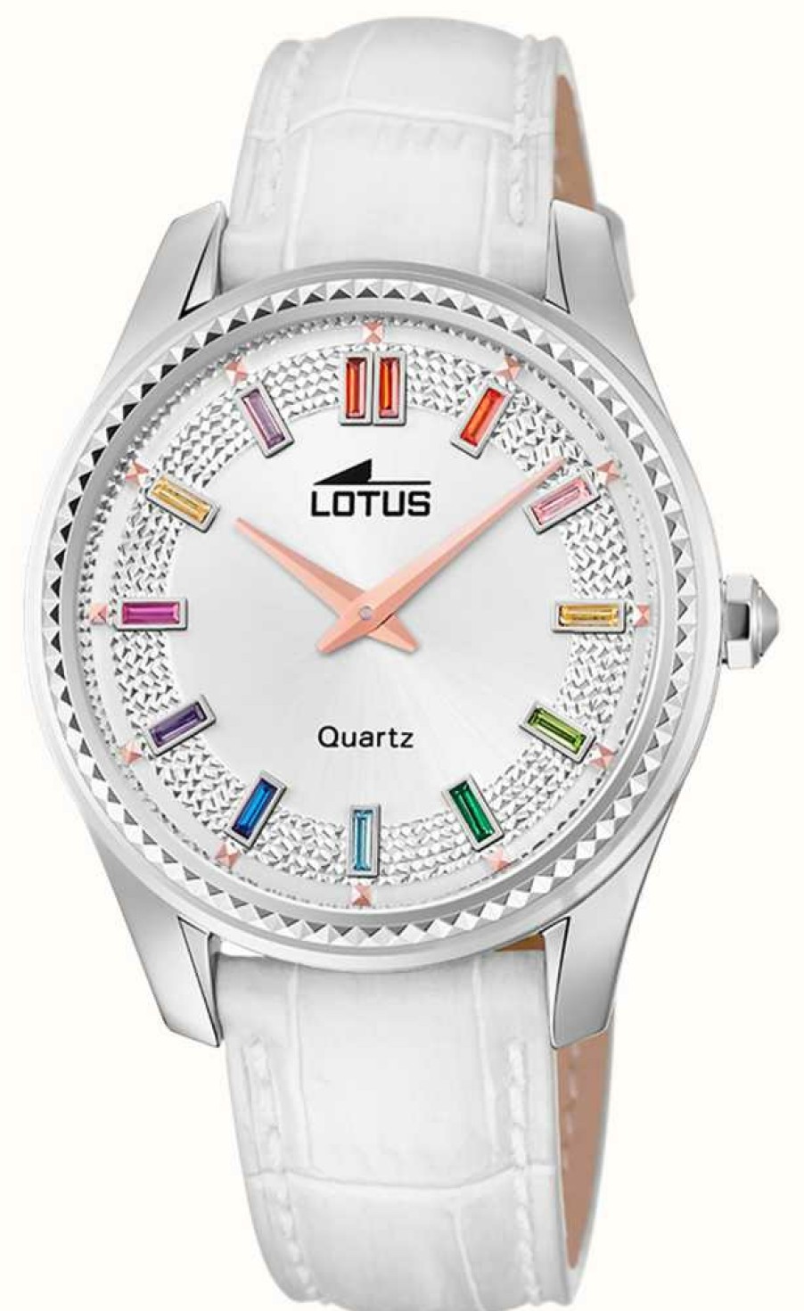 Women'S Lotus | Lotus Women'S Bliss (38Mm) Silver Dial / White Leather Strap