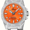 Men'S Lotus | Lotus Men'S Diver (44.5Mm) Orange Dial / Stainless Steel Bracelet