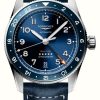 Men'S LONGINES | Longines Spirit Zulu Time (39Mm) Blue Dial / Blue Leather Strap