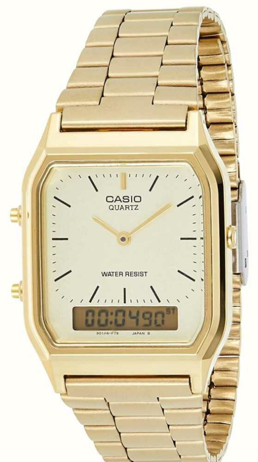 Women'S Casio | Casio Vintage Cream Hybrid Dial / Gold-Tone Metal Bracelet