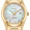 Women'S Citizen | Citizen Women'S Eco-Drive (33Mm) Mother-Of-Pearl Diamond-Set Dial / Gold Stainless Steel Bracelet