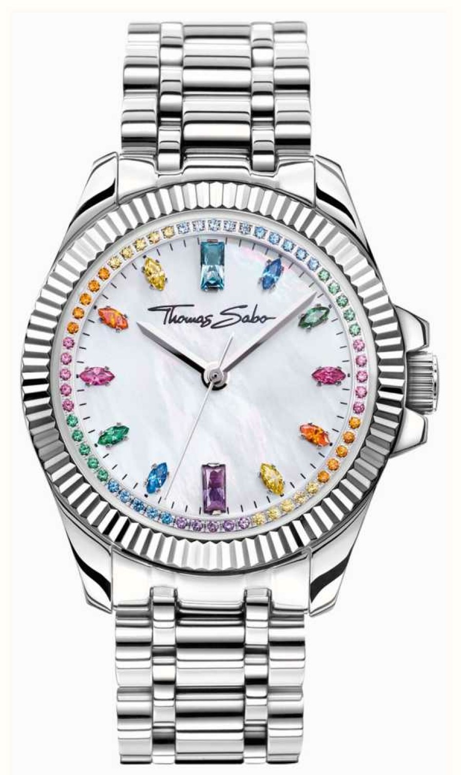 Women'S Thomas Sabo | Thomas Sabo Women'S Divine Rainbow (33Mm) Mother-Of-Pearl Dial / Stainless Steel Bracelet