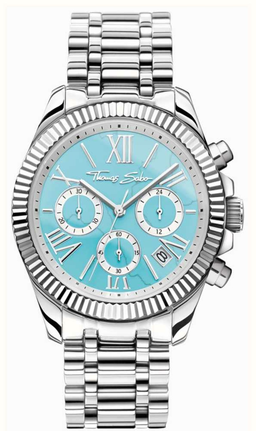 Women'S Thomas Sabo | Thomas Sabo Divine Chrono (38Mm) Turquoise Dial / Stainless Steel Bracelet