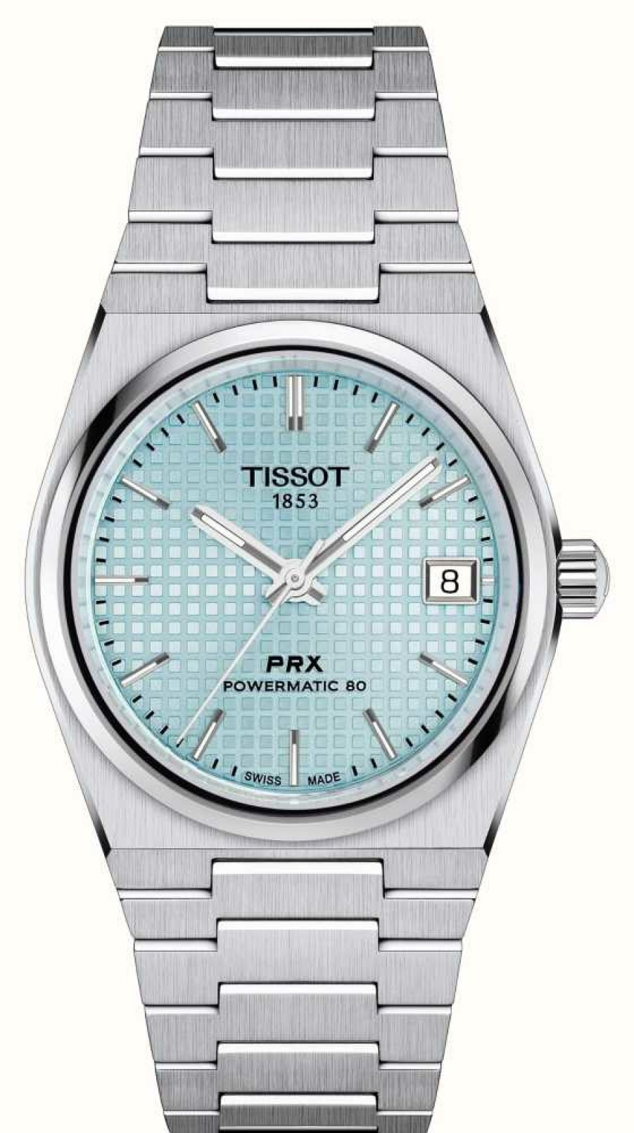 Men'S Tissot | Tissot Prx Powermatic 80 (35Mm) Ice Blue Dial / Stainless Steel