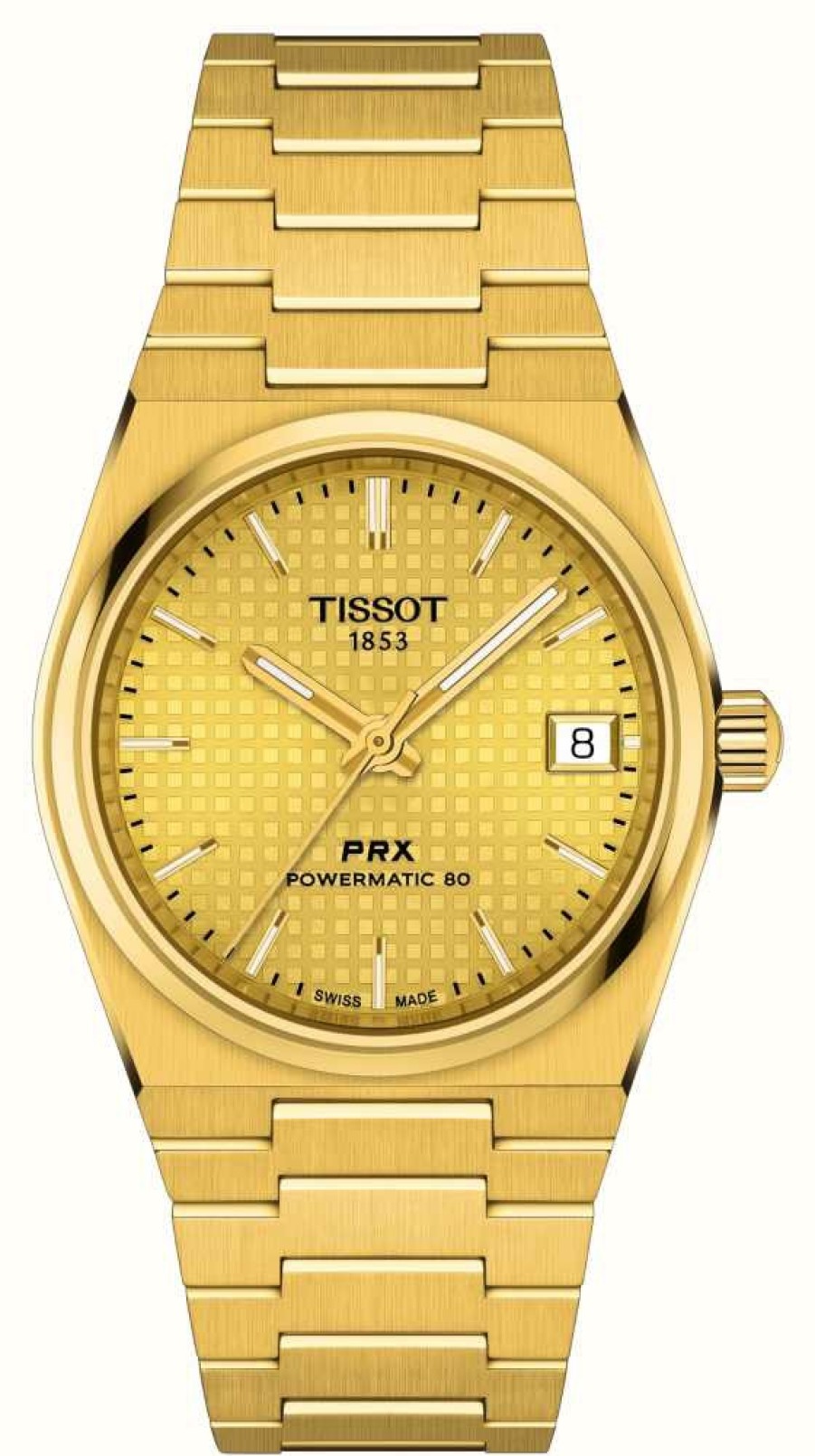 Men'S Tissot | Tissot Prx Powermatic 80 (35Mm) Gold Dial / Gold Pvd Stainless Steel