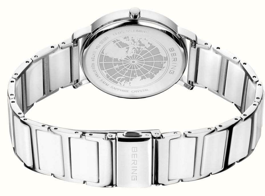 Women'S Bering | Bering Women'S Solar (35Mm) White Dial / Ceramic And Stainless Steel Bracelet