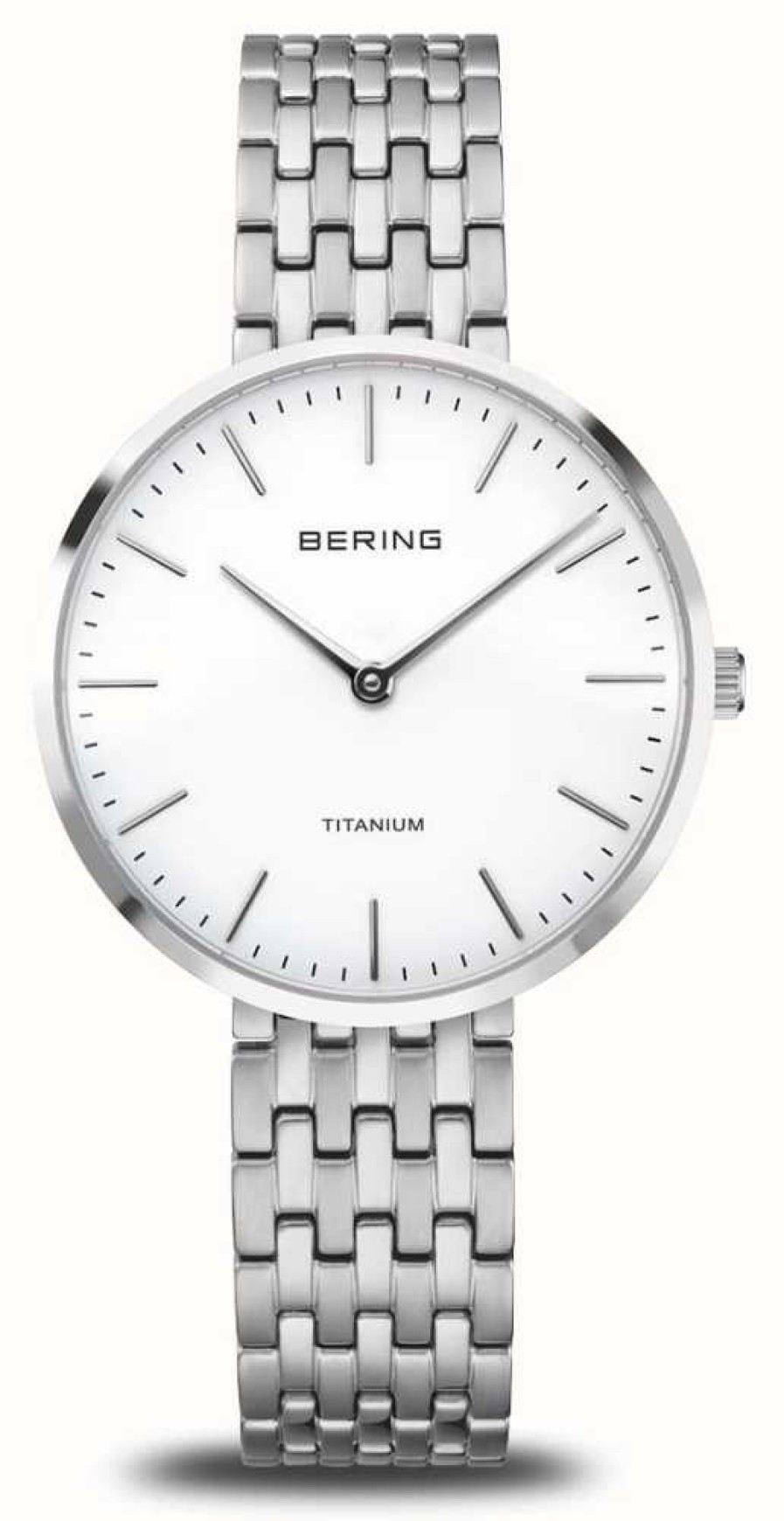 Women'S Bering | Bering Titanium (34Mm) White Dial / Titanium Bracelet