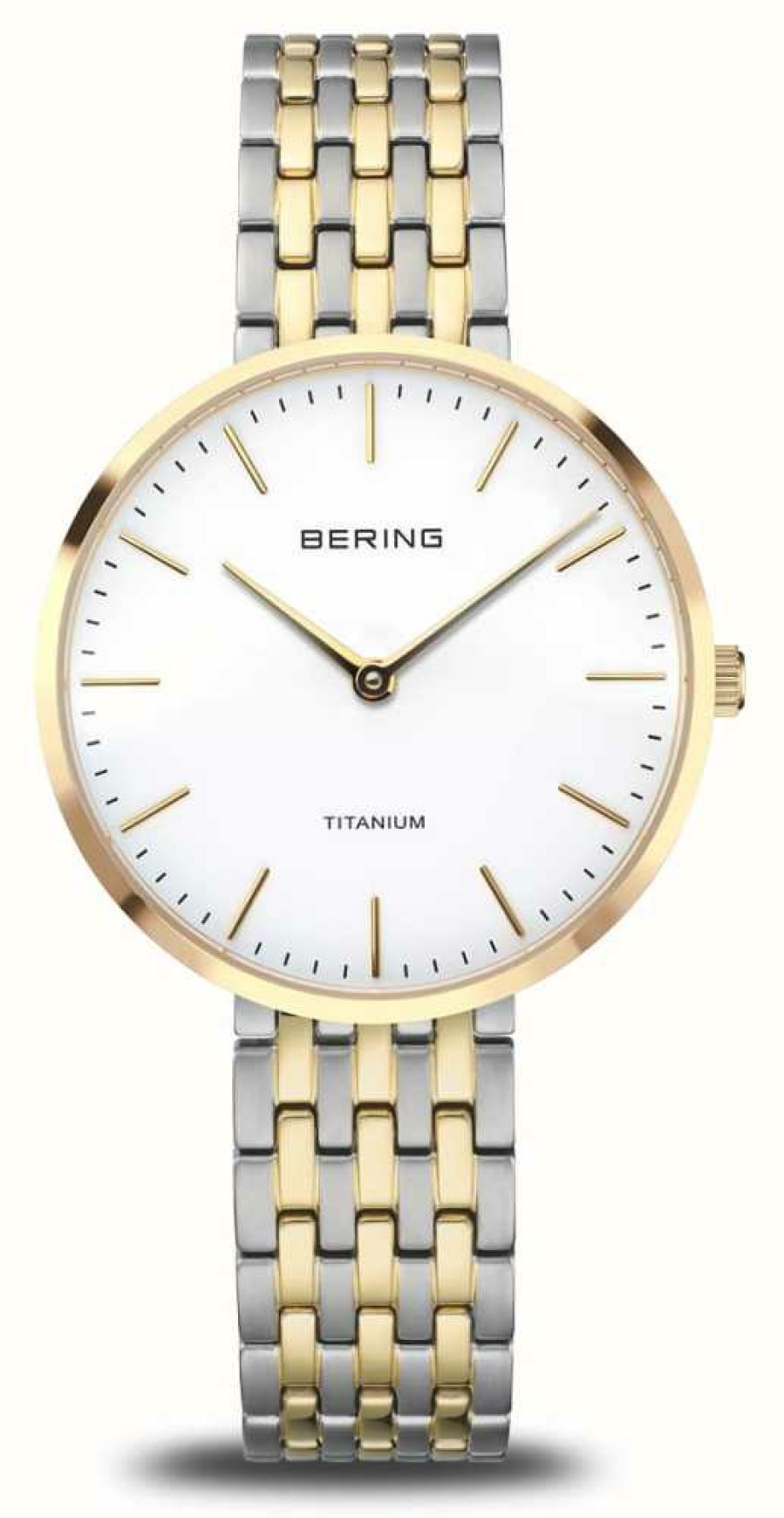 Women'S Bering | Bering Titanium (34Mm) White Dial / Two Tone Titanium Bracelet