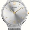 Women'S Bering | Bering Women'S Ultra Slim (34Mm) Silver Dial / Stainless Steel Mesh Bracelet