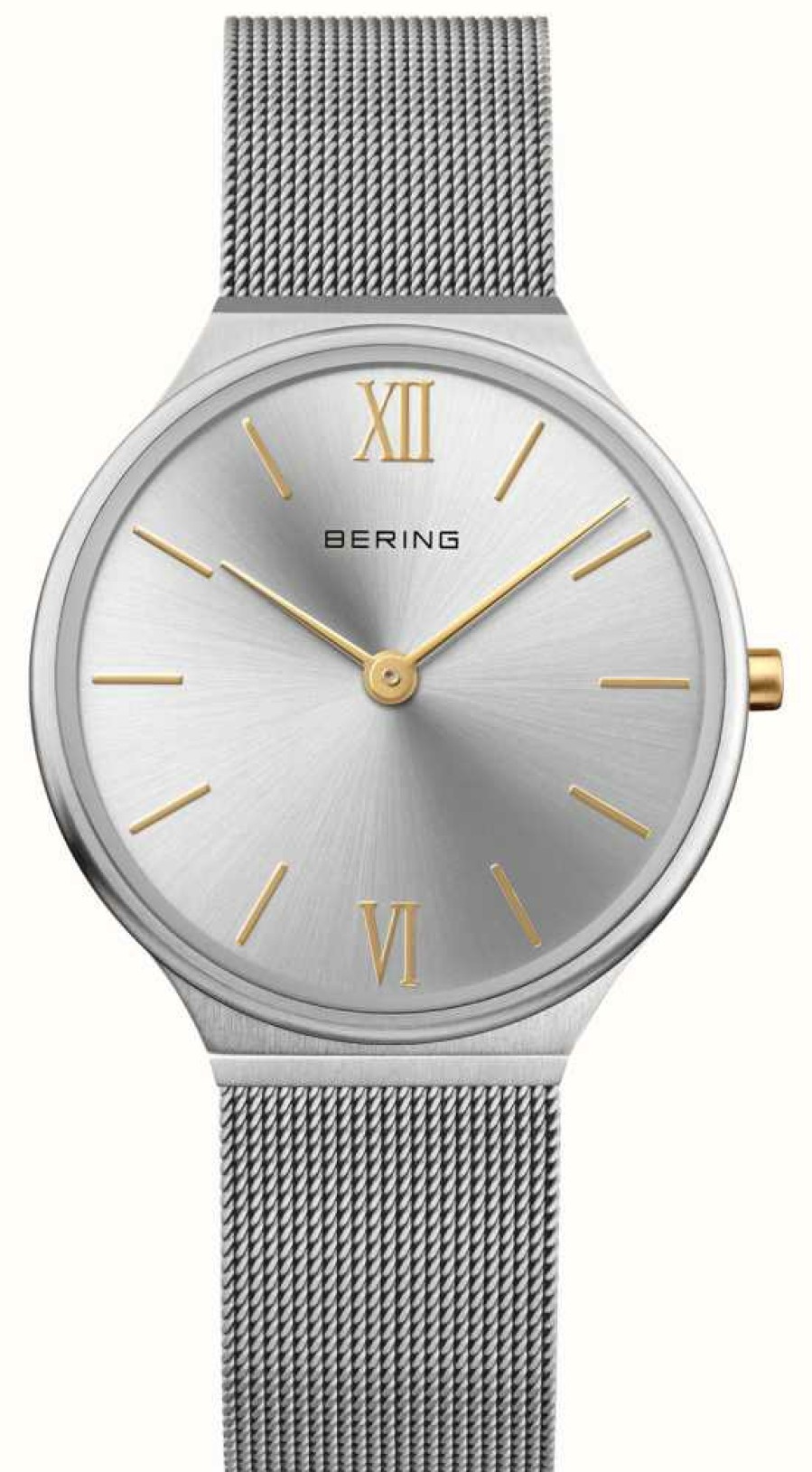 Women'S Bering | Bering Women'S Ultra Slim (34Mm) Silver Dial / Stainless Steel Mesh Bracelet